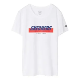 Skechers Herren-T-Shirt mit Aufdruck, kurzärmelig, weiß