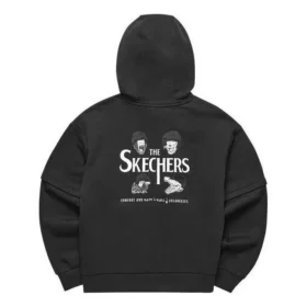 Skechers x Hilarious Monster Grafik-Hoodie „Schwarz-Weiß“ Skechers x Hilarious Monster Grafik-Hoodie „Schwarz-Weiß“