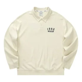 Skechers x Hilarious Monster Langarm-Strick-Poloshirt „Beige Black“