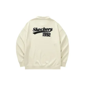 Skechers x Hilarious Monster Langarm-Strick-Poloshirt „Beige Black“