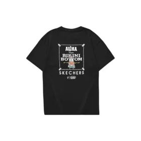 Skechers x SpongeBob bedrucktes Kurzarm-T-Shirt „Black White“ Skechers x SpongeBob bedrucktes Kurzarm-T-Shirt „Black White“