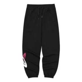 Sport-Hose mit Buchstabenprint, mittlerer Taillenhöhe und lockerem Strick „Schwarz Weiß“