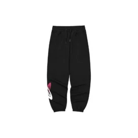 Sport-Hose mit Buchstabenprint, mittlerer Taillenhöhe und lockerem Strick „Schwarz Weiß“