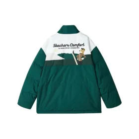 Sport Lifestyle Series Daunenjacke mit Reißverschluss und Buchstabenprint „Green Tan White“
