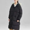 Sportliche gewebte lange Daunenjacke „Schwarz“