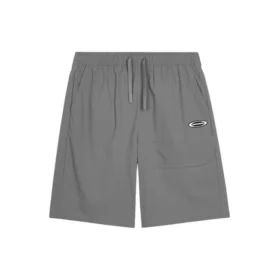Sportshorts mit geradem Schnitt und Kordelzug in mittlerer Leibhöhe „Grau“