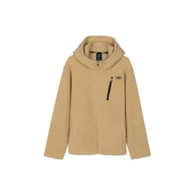 Weit geschnittene, warme Fleecejacke „Schwarz, Hellbraun, Weiß, Lila“