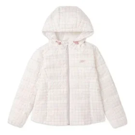 Zusammenpackbare Daunenjacke mit Kapuze „Weiß Schwarz“