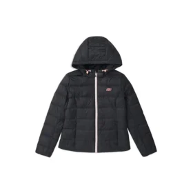 Zusammenpackbare Daunenjacke mit Kapuze „Weiß Schwarz“